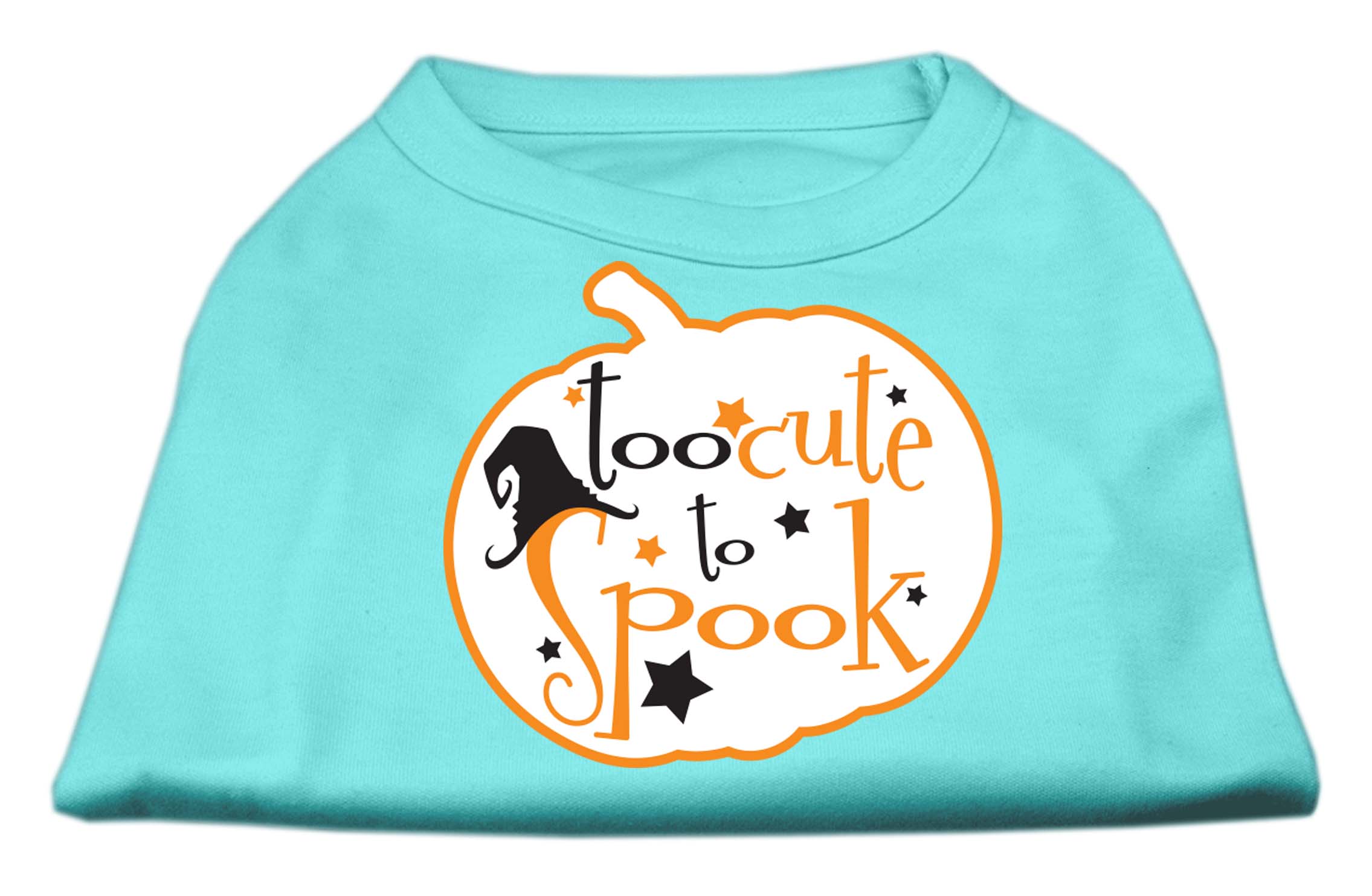 Too Cute to Spook Screen Print Dog Shirt Aqua Sm